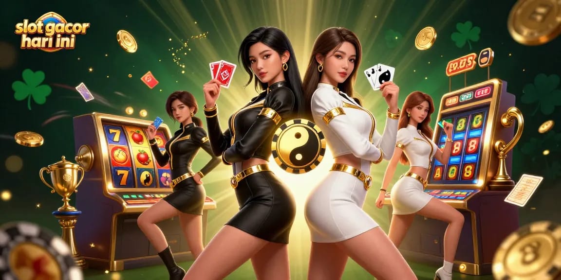 Experience slot gacor hari ini with stunning Asian women in dynamic poses amid rich casino elements.