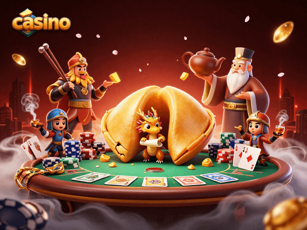 Engage in the casino with dynamic elements and cartoon characters showcasing poker excitement