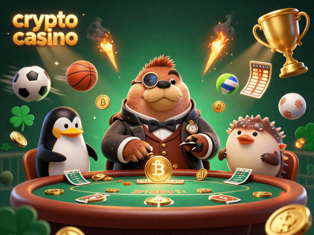 Engage in exciting poker at a crypto casino with whimsical characters in a vibrant underwater setting.