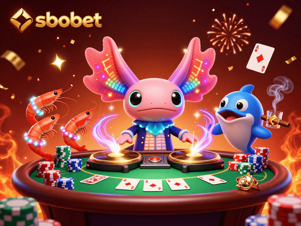 SboBet offers thrilling sports betting experiences amidst an underwater party with fun characters.