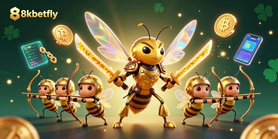 Play thrilling games at 8xbetfly, featuring energetic bee archers amidst cryptocurrency elements!