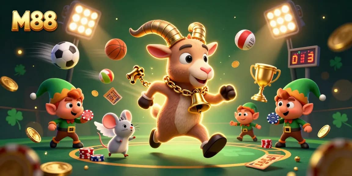 Permainan seru di M88, dengan Krampus, mouse, dan elf gremlin mencuri chip poker di kasino.