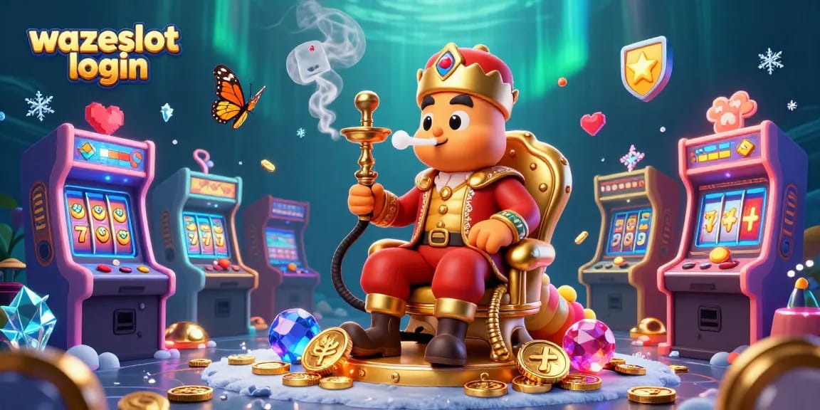 Experience the excitement of gaming with Wazeslot login, surrounded by vibrant casino elements.