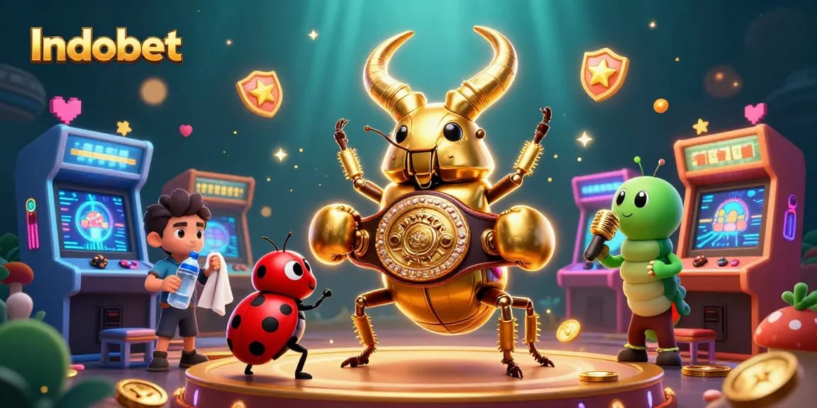 Menangkan pengalaman Indobet Anda dengan ilustrasi kasino kartun yang meriah dan penuh warna.