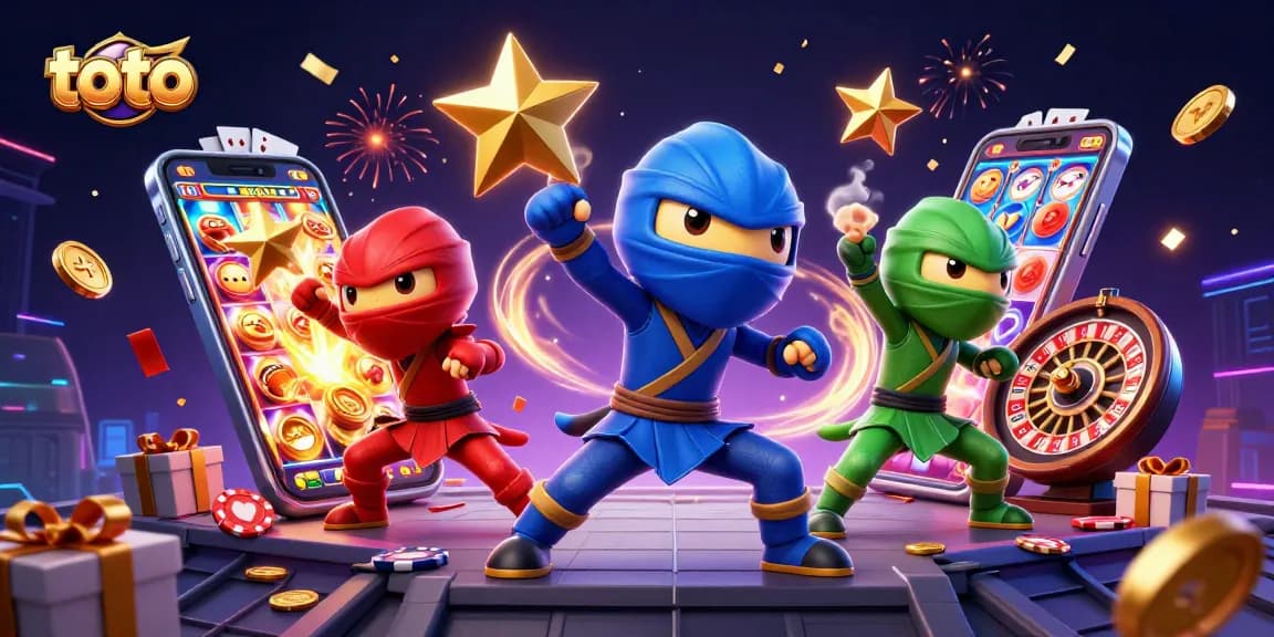 Experience the excitement of toto with a ninja chameleon team showcasing slot games and winning moments.