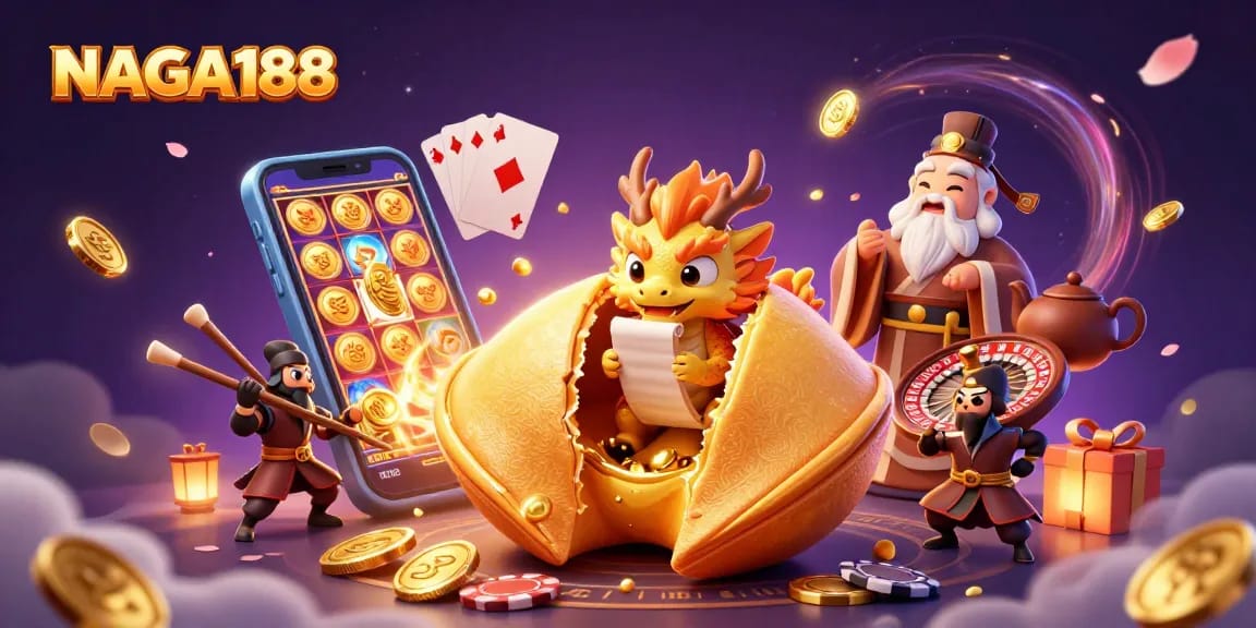 NAGA188 menawarkan pengalaman bermain yang mendebarkan dengan kemenangan jackpot dan simbol keberuntungan yang mengelilingi permainan kasino.