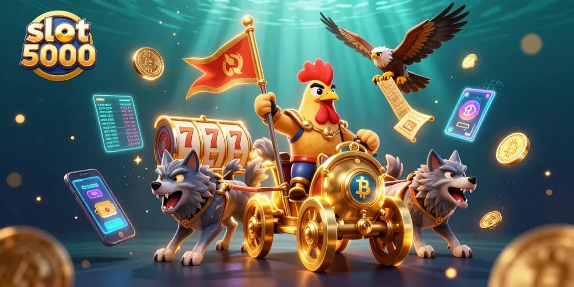 Slot 5000 menampilkan petualangan binatang ikonis dalam dunia kasino yang megah.