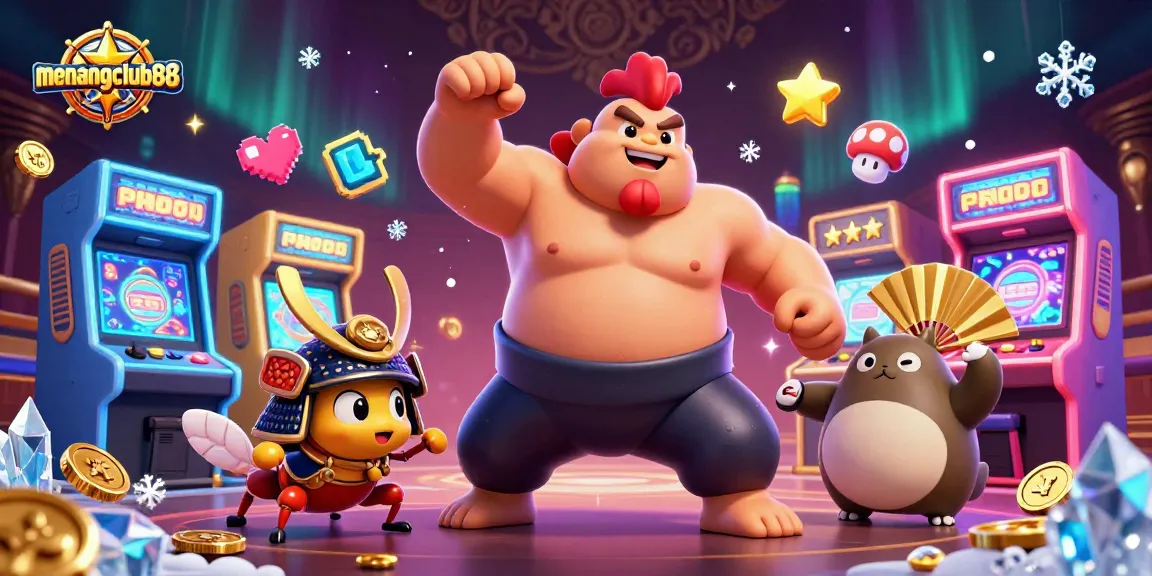 Engage in thrilling gameplay at menangclub88, featuring vibrant cartoon characters and casino elements.