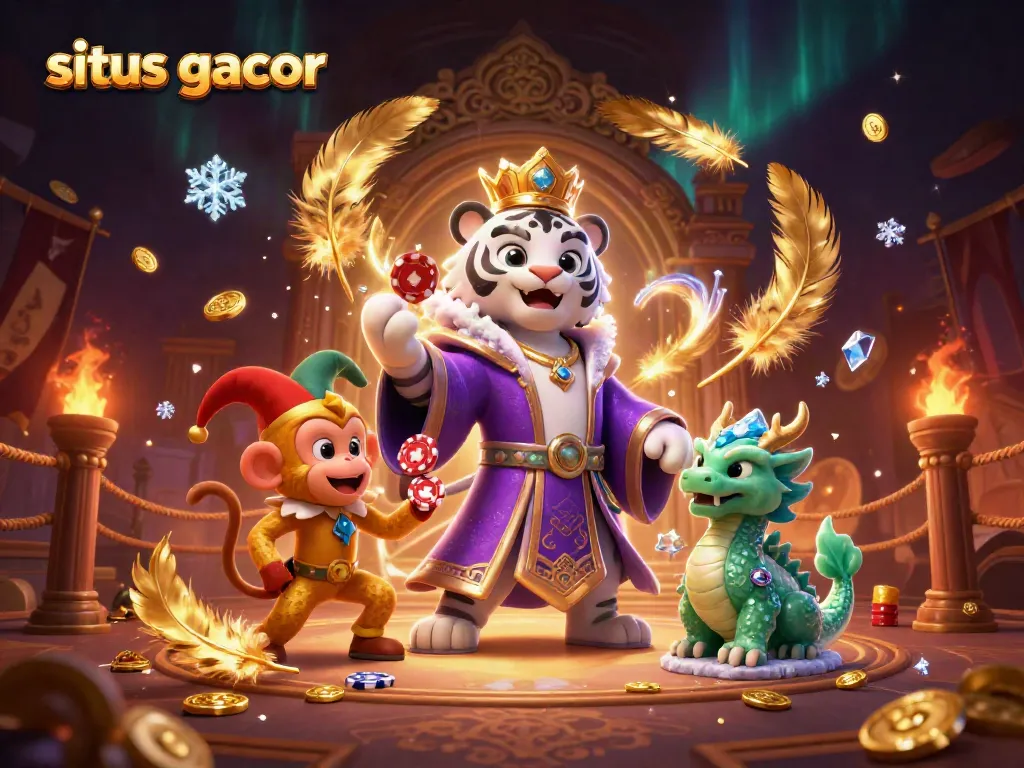 Engage with the exciting situs gacor atmosphere featuring whimsical characters and vibrant casino elements.