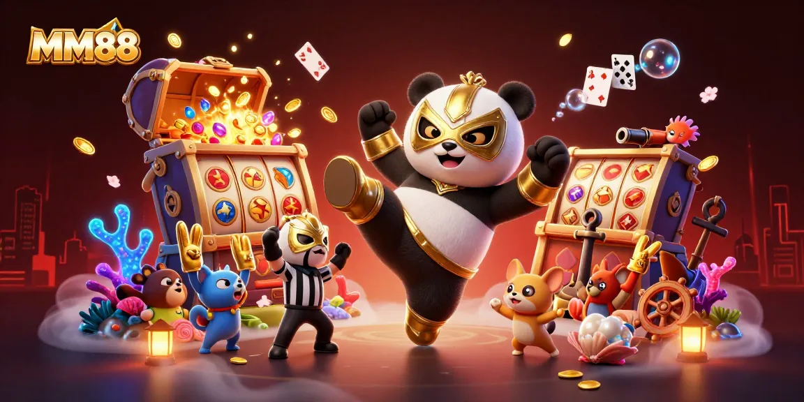 Engage in the excitement of MM88 with vibrant characters in a dynamic casino scene.