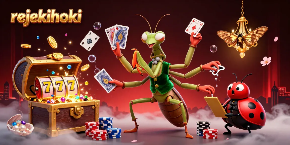 Experience the excitement of rejekihoki with vibrant reels and dynamic casino action in this illustration.