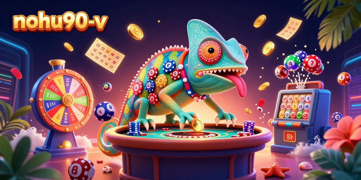 Nohu90-v offers a vibrant, energetic illustration of a casino scene with colorful elements, ideal for gamblers.