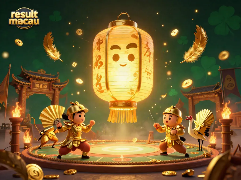 Menghadirkan hasil result macau terbaru, ilustrasi 3D menggambarkan suasana kasino malam dan elemen keberuntungan.