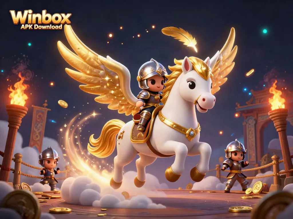 Experience the thrill of Winbox APK Download with exciting casino elements in a vibrant 3D scene.