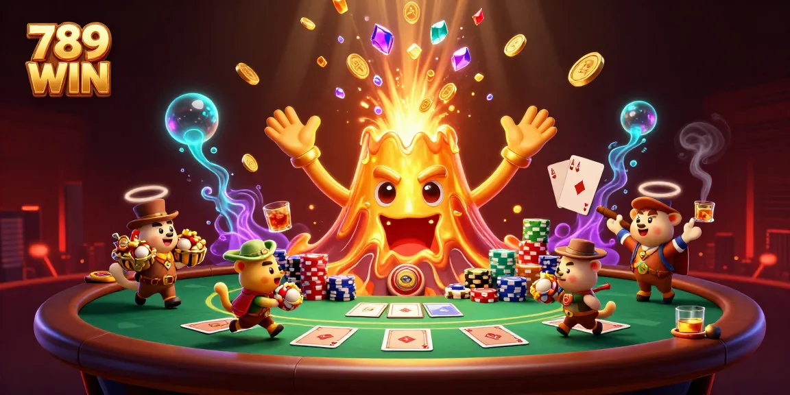 Join the excitement at 789 WIN with stunning visuals of a golden volcano erupting treasure.