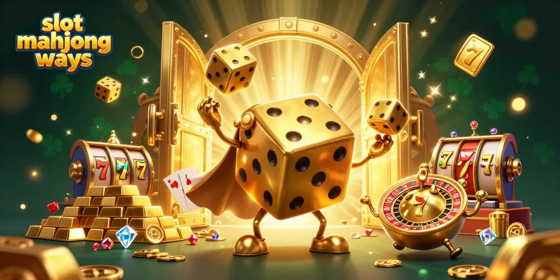 Engage in the dynamic slot mahjong ways experience with golden dice and treasure elements in an exciting casino scene.