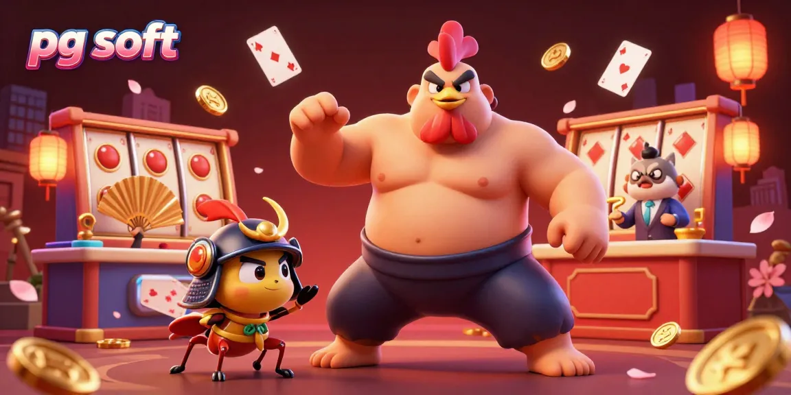 Permainan judi dengan pg soft di kasino, memperlihatkan pemenang dengan slot reel berkilau dan simbol menarik.