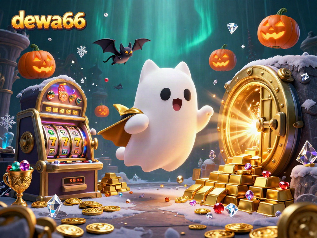 Engage with dewa66's thrilling haunted casino adventure featuring animated ghost cat and jackpot elements.