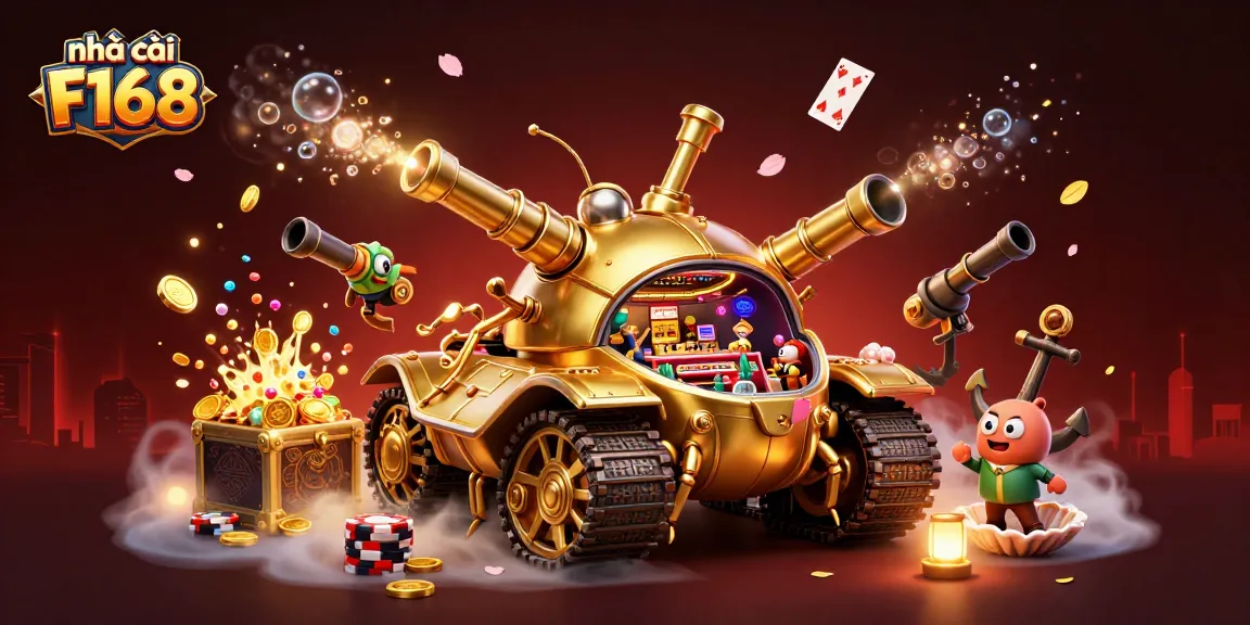 Experience thrilling fun at nhà cái F168 with a vibrant 3D casino scene full of action and excitement.
