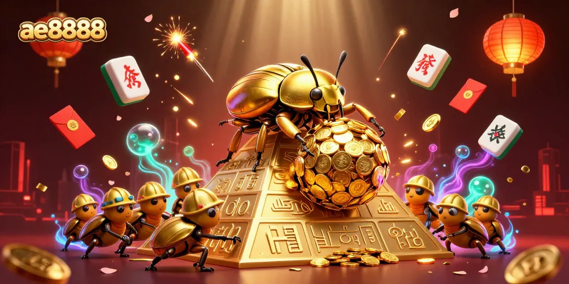 Engage with thrilling casino adventures at ae8888, where a golden dung beetle represents wealth rolling in games.