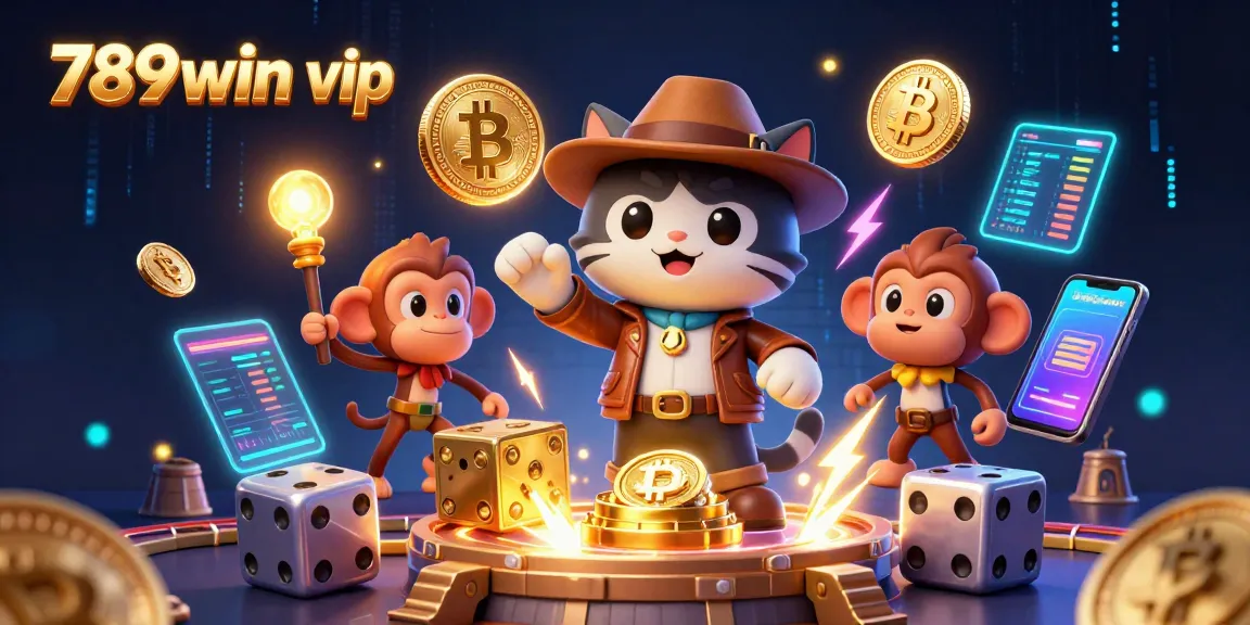 Win big with 789win vip in this vibrant casino adventure, featuring characters and crypto elements.