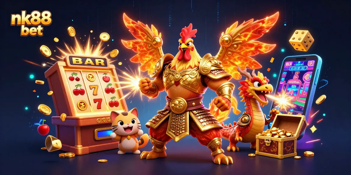 Experience the excitement of nk88 bet with a vibrant 3D casino scene featuring dynamic gaming elements.