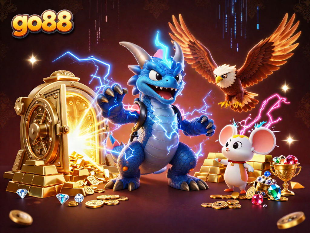 Join the excitement with go88 in a vibrant 3D casino adventure showcasing mysterious treasures and energetic characters.