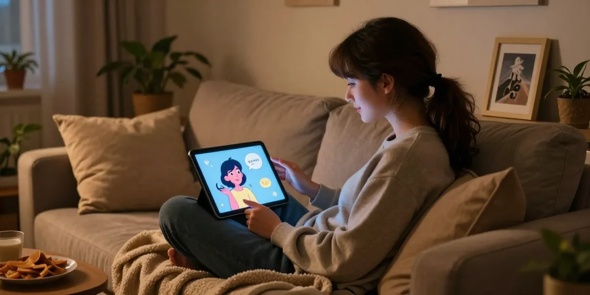Engaging character ai nsfw interaction on tablet in a cozy setting.
