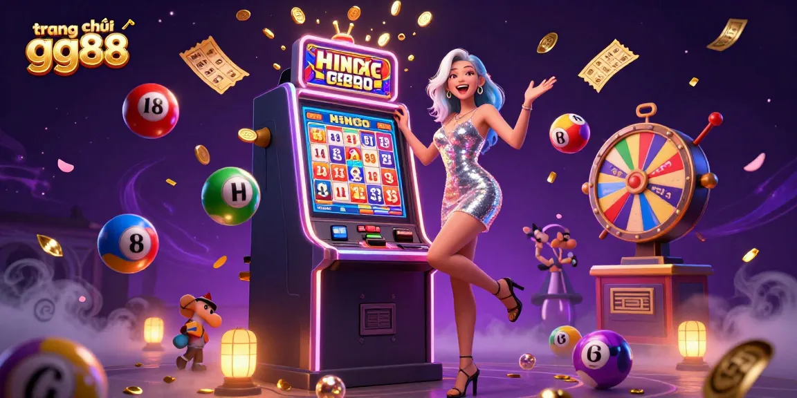Win big at trang chủ gg88 with golden coins erupting from a jackpot slot machine, lotto balls and gaming excitement.