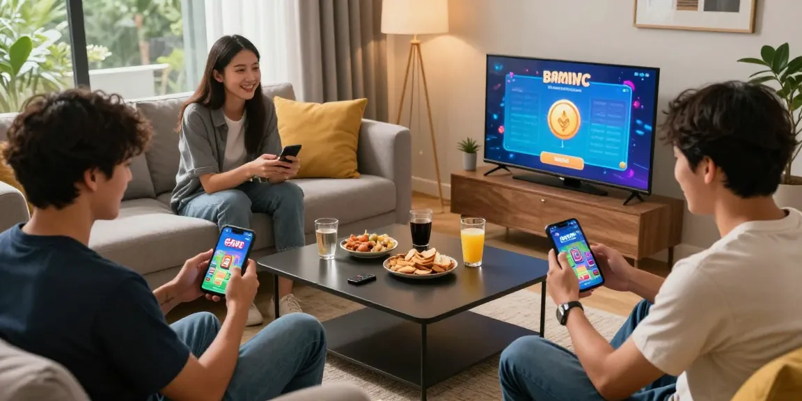 Players engaged with Card Rummy on smartphones, showcasing vibrant gaming experiences at https://cardrummyapp.com.pk/ in a stylish home environment.