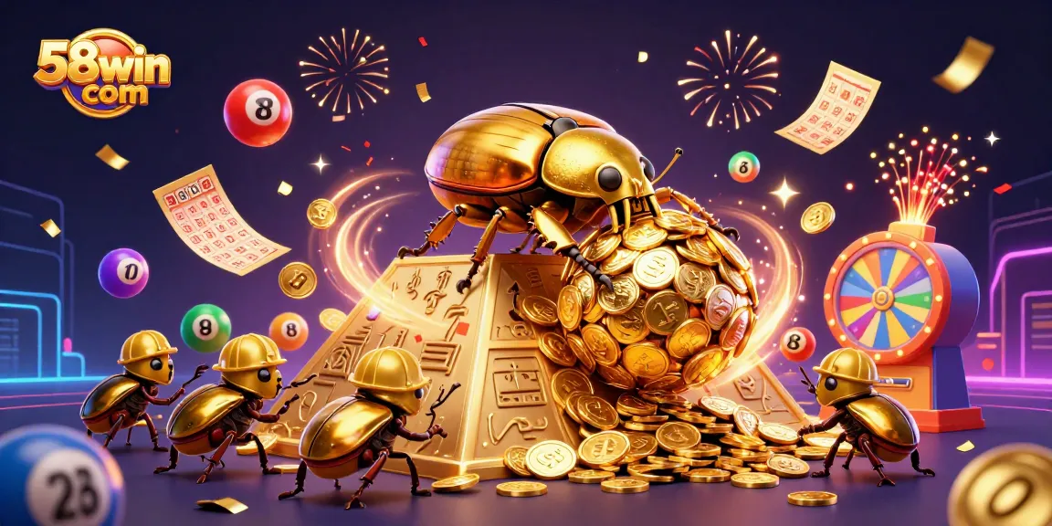 Engage with 58win com in a vibrant carnival of gaming delights, featuring exciting lottery elements and golden treasures.