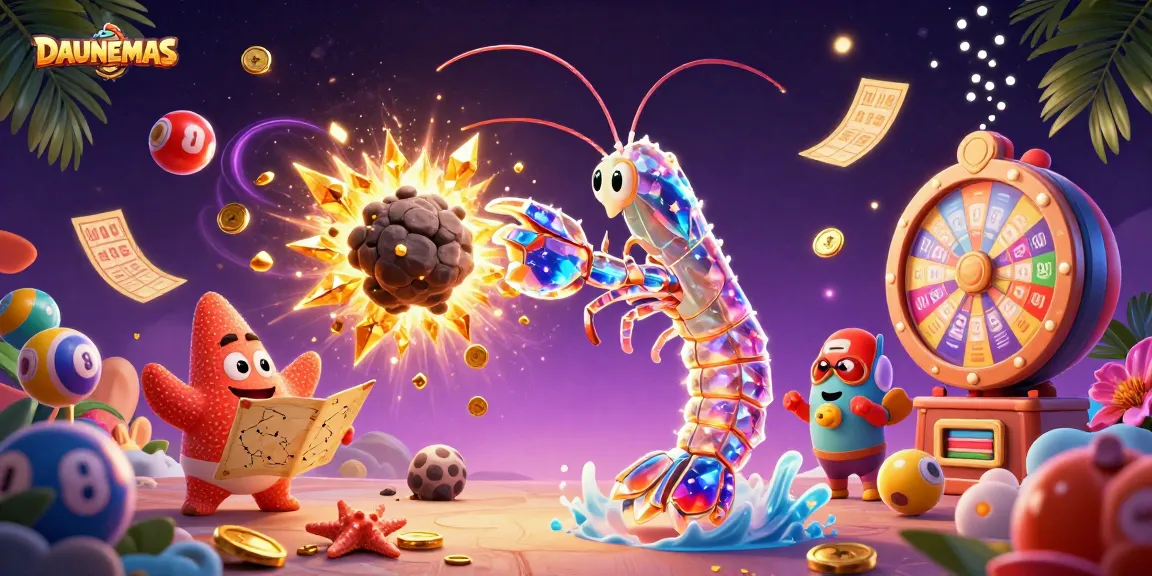 Engage with DAUNEMAS as the galactic mantis shrimp delivers winning punches through asteroids in this vivid 3D illustration.