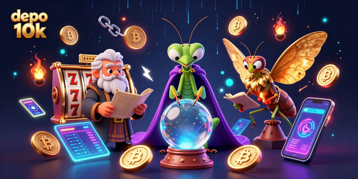 Experience winning opportunities with depo 10k in a vibrant slot gaming scene featuring mystical characters.