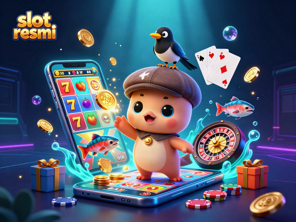 Engage with slot resmi in an exciting 3D scene of baby Nessie and friends celebrating gaming wins.