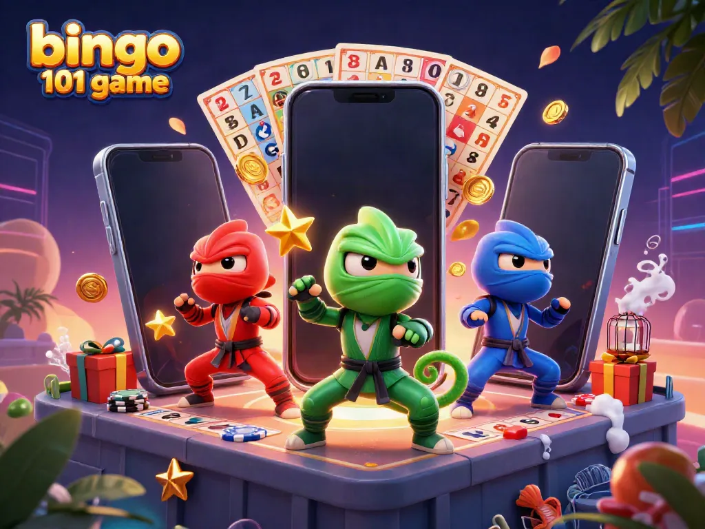 Engage in thrilling bingo 101 game action with vibrant characters and dynamic gameplay elements.