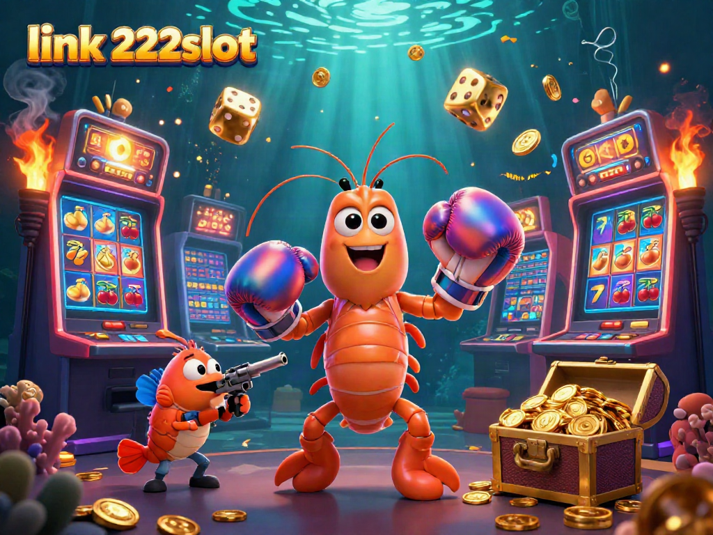 Menangkan permainan dengan link 222slot melalui ilustrasi 3D yang menampilkan slot dan karakter menarik.