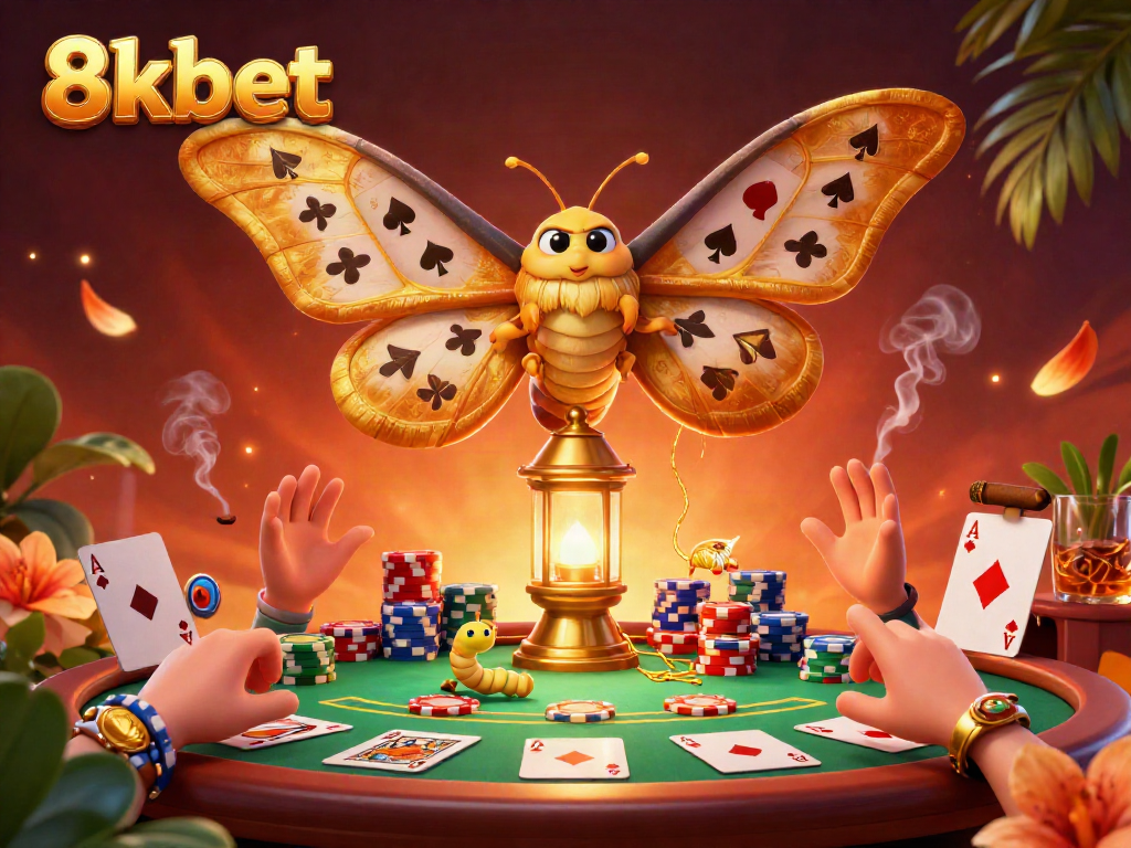 Engage with thrilling gameplay at 8kbet, featuring vibrant casino elements and golden moths