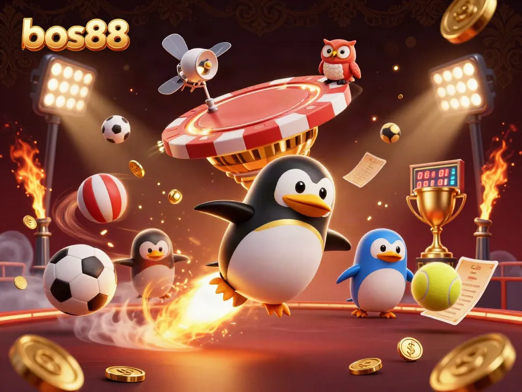 Bet on bos88 with excitement as the golden penguin rockets to a casino space station!