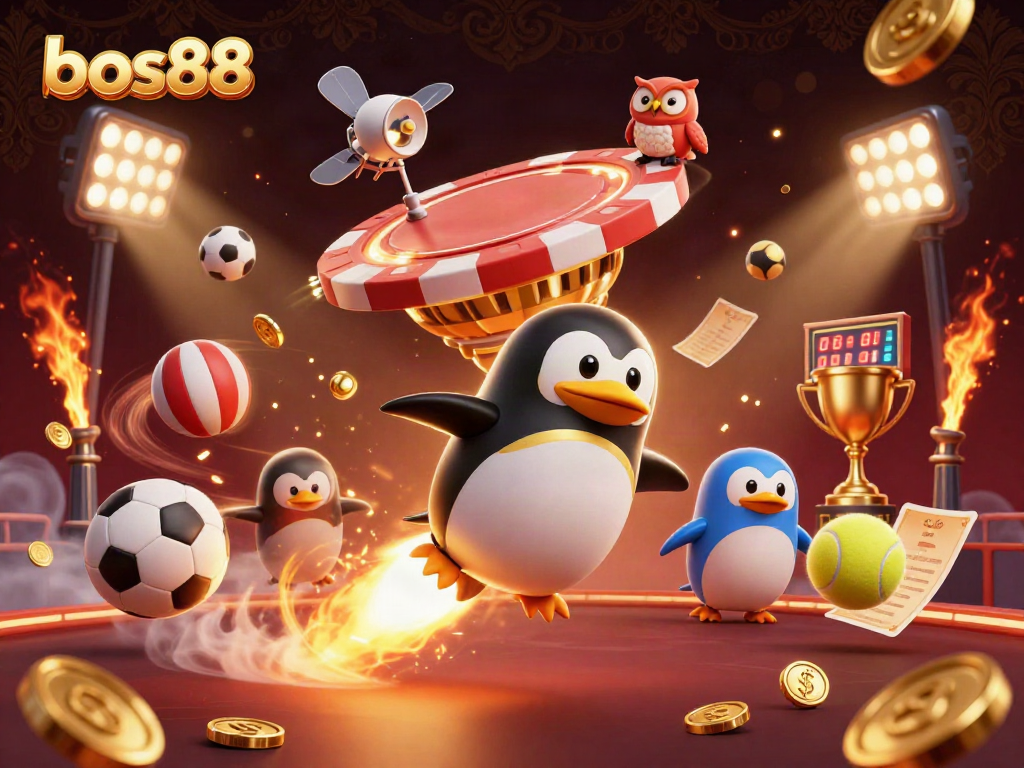 Bet on bos88 with excitement as the golden penguin rockets to a casino space station!