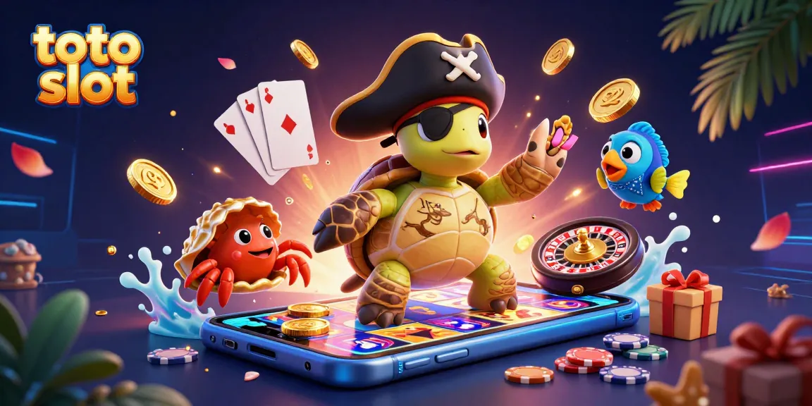 Spin the reels on the vibrant toto slot as cartoon characters celebrate above treasure.