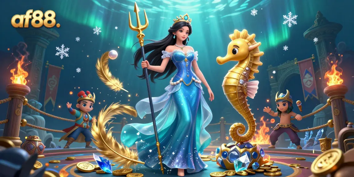 Play and win at af88 in a vibrant fantasy casino scene with treasures and glowing elements.