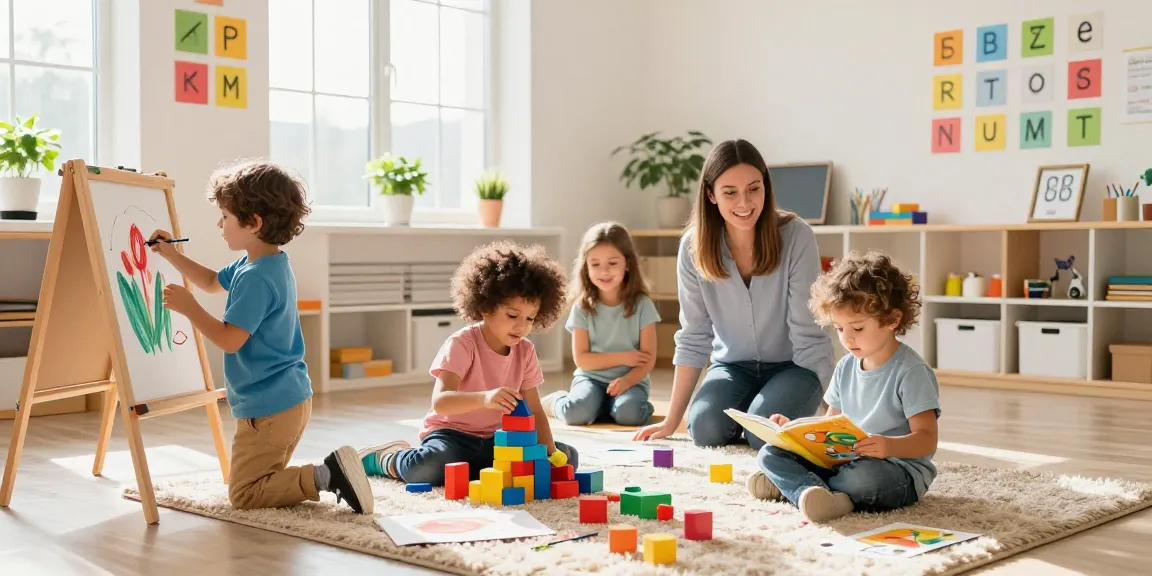 Engaging classroom scene at https://podarprep.com/locations with diverse children learning through play.