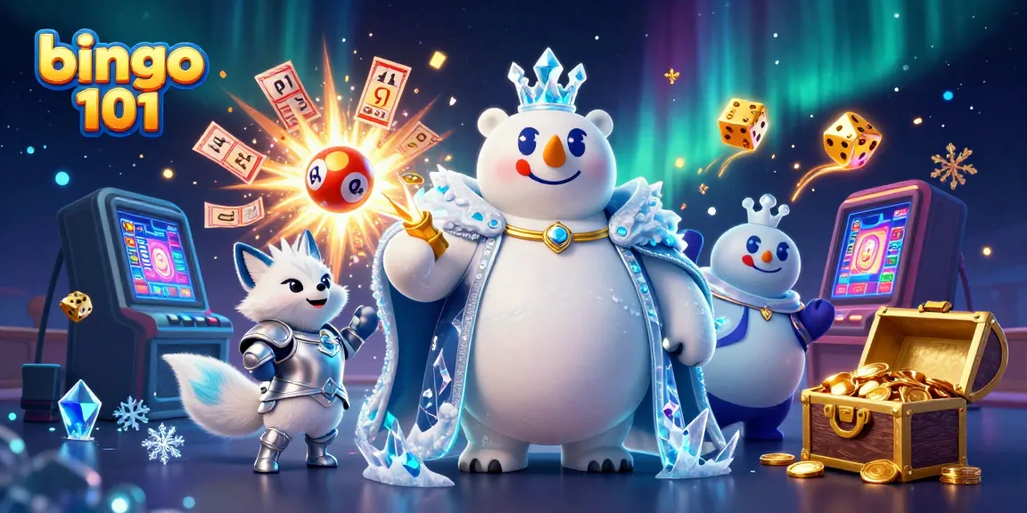 Experience the excitement of bingo 101 in a vibrant 3D scene full of shimmering elements.