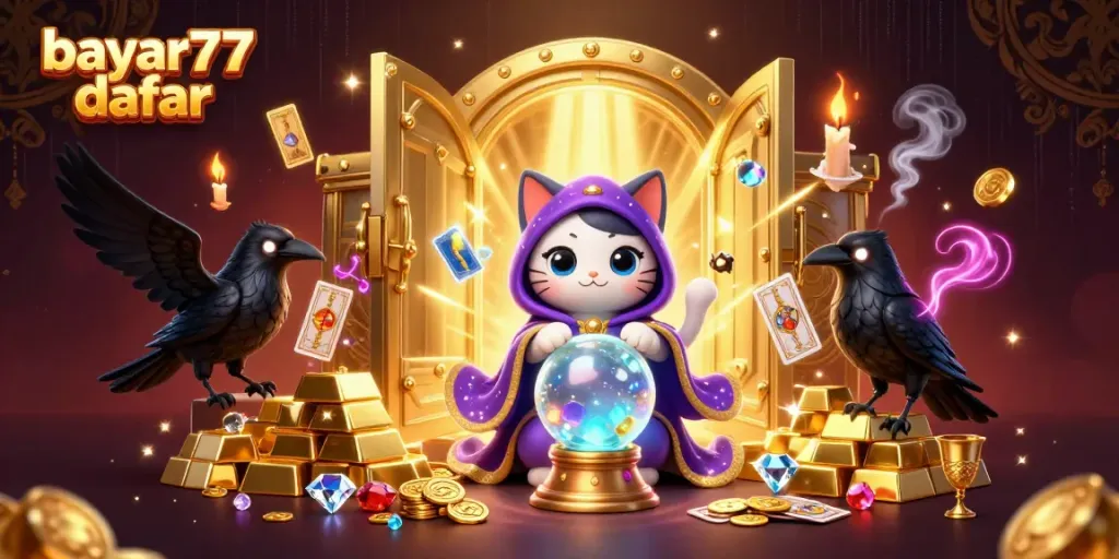 Experience seamless play with Bayar77 daftar, featuring enchanting casino elements in vibrant 3D.