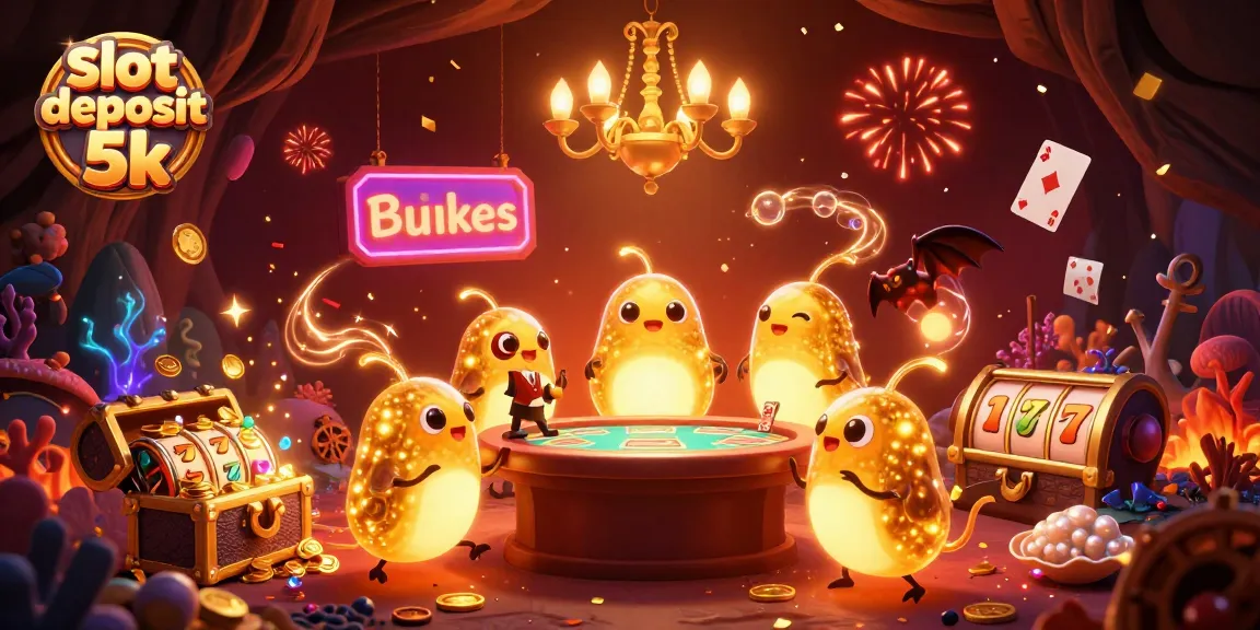 Spin to win big with slot deposit 5k in a vibrant, animated cave casino scene.