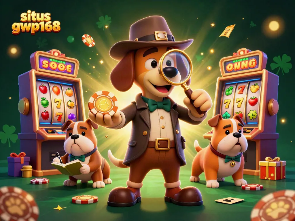 Menang besar di situs gwp168 dengan detektif kartun 3D dan elemen kasino yang penuh warna.